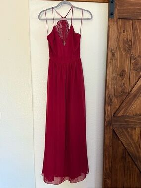 Windsor Burgundy Lace-Back Maxi Dress